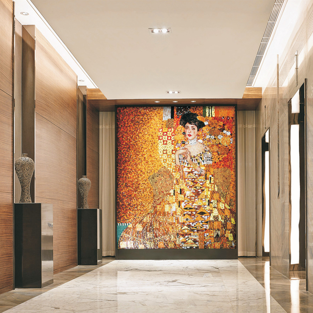 Lady in Gold & Ice Jade Mosaic Tribute to Adele Bloch-Bauer