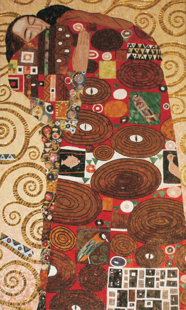 The Embrace – Klimt Inspired Hand-Cut Mosaic Art