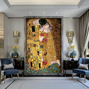 The Kiss – Hand-Cut Mosaic Reimagined in Ice Jade and Gold