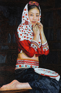 Customized-Hand Made Mural Girl with Mosaic